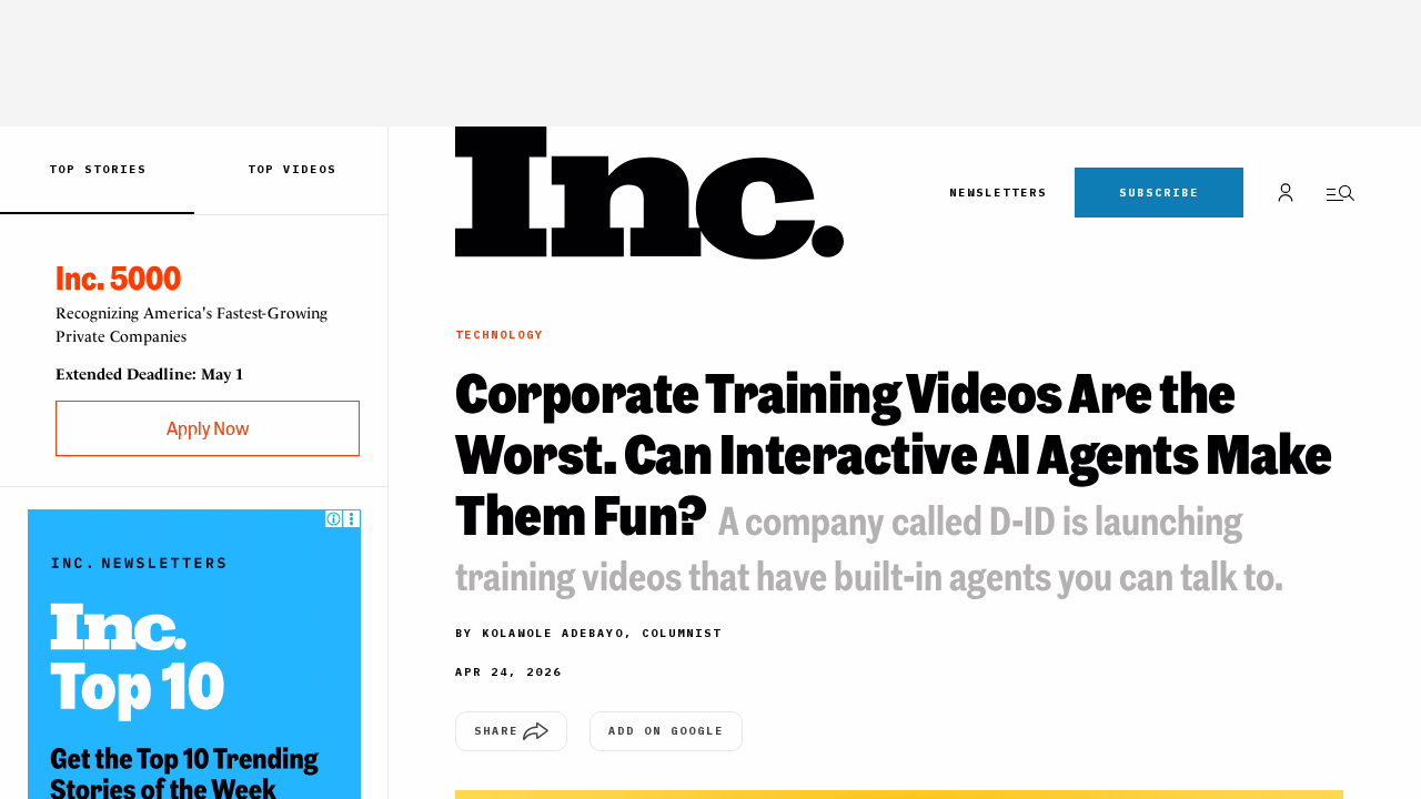 Inc. — Corporate Training Videos / Interactive AI Agents