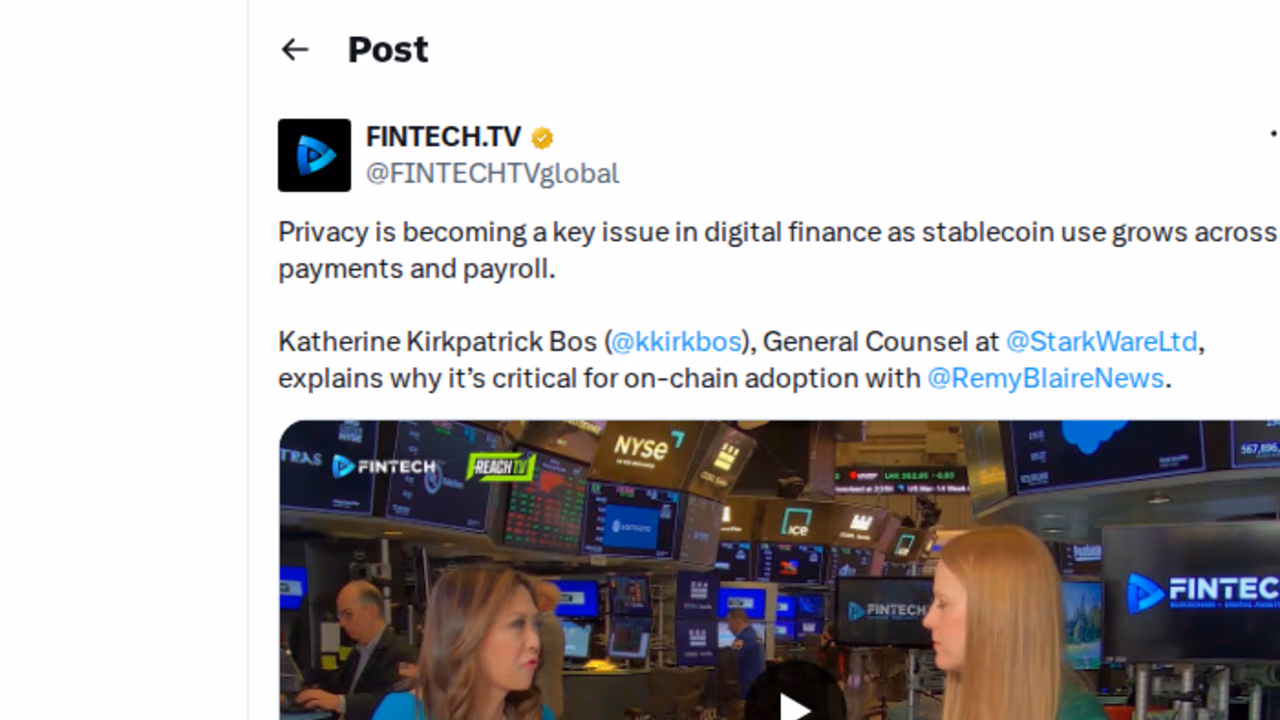 FinTech.TV: Why Privacy Is Critical for On-Chain Adoption, with Katherine Kirkpatrick Bos
